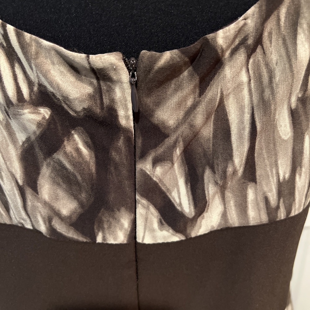 R&M Richards Dress Size 16 Brown Sleeveless Dressy Abstract Stretch Zip Back‎ - Picture 7 of 10